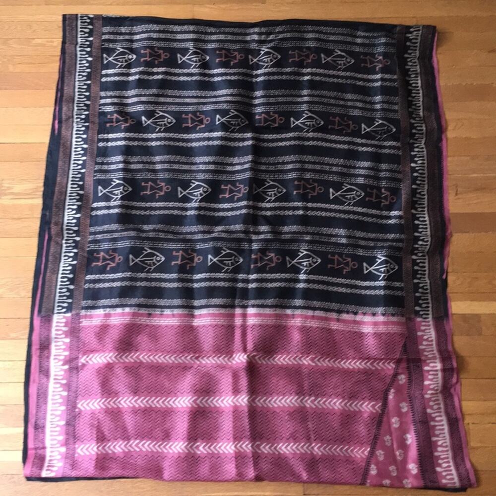 Sari Boho fabric Ocean theme NWOT black & mauve
